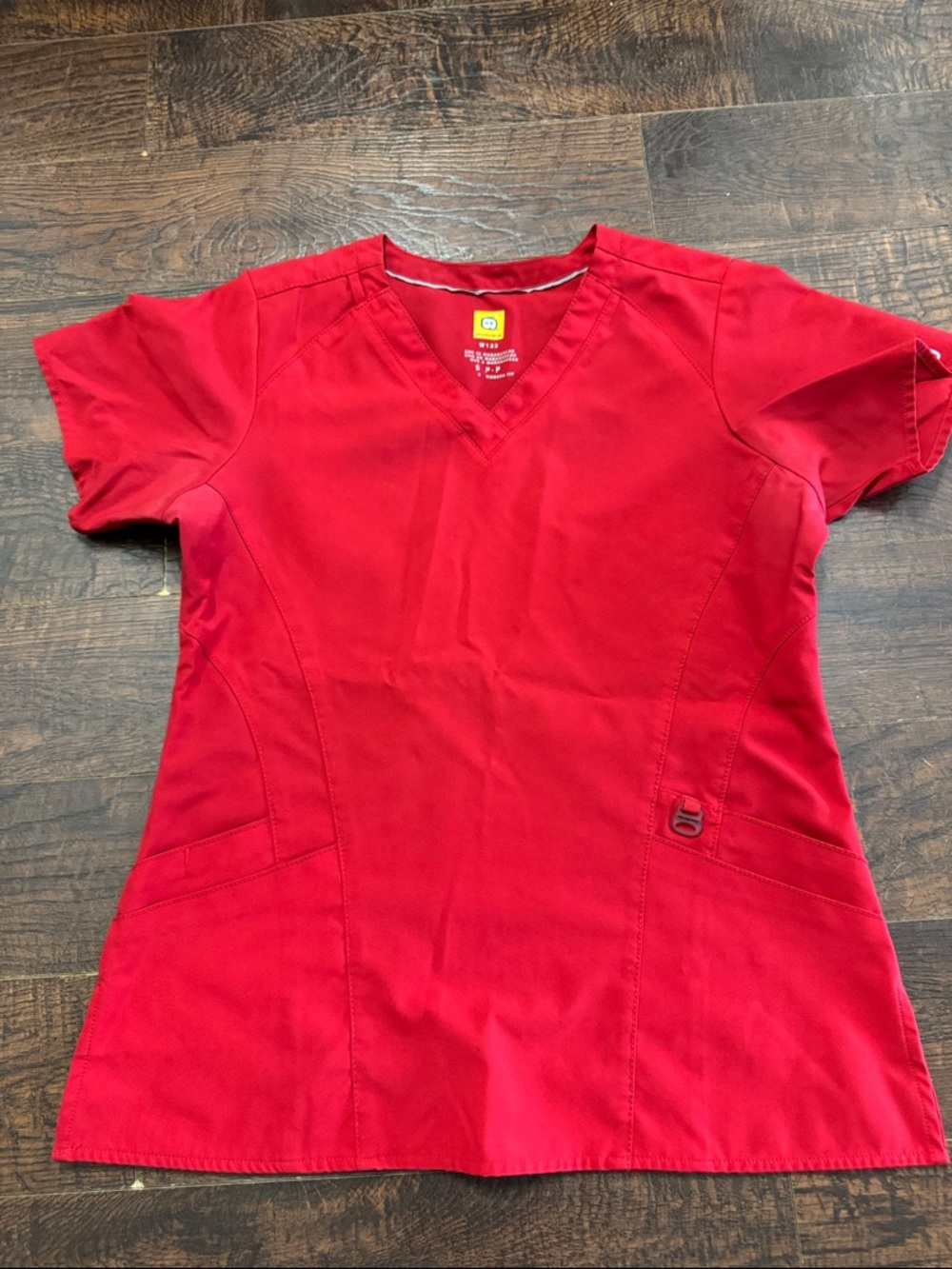 Red V-neck Medical Scrub Top